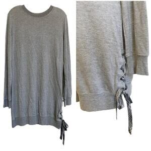 Cloth & Stone‎ Gray Sweatshirt Tunic Mini Dress Lace Up Side NWT M